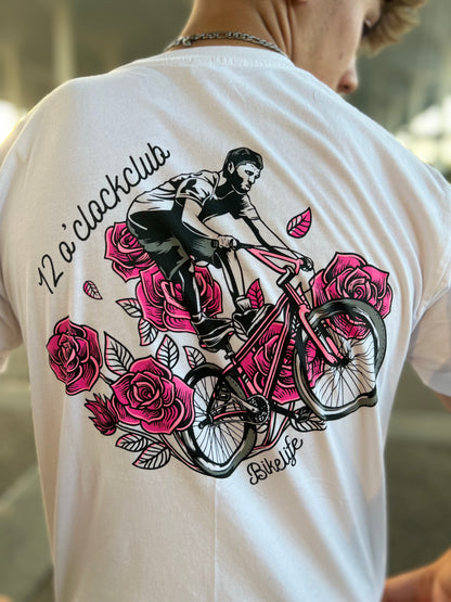 12 O'Clock Club Roses Wheelie T-Shirt White