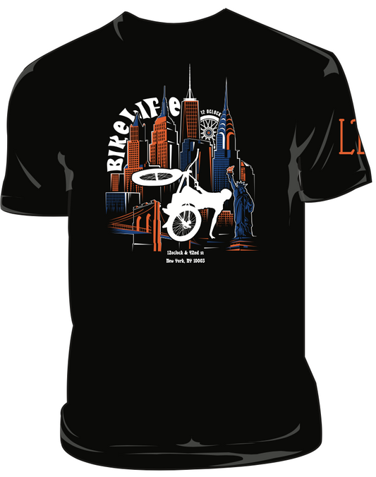 12 O'Clock Club NYC Skyscraper Wheelie T-Shirt Black