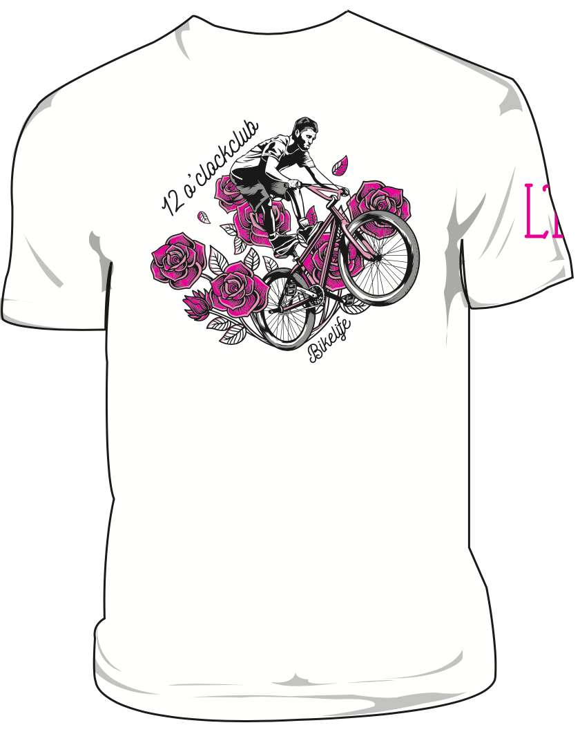 12 O'Clock Club Roses Wheelie T-Shirt White